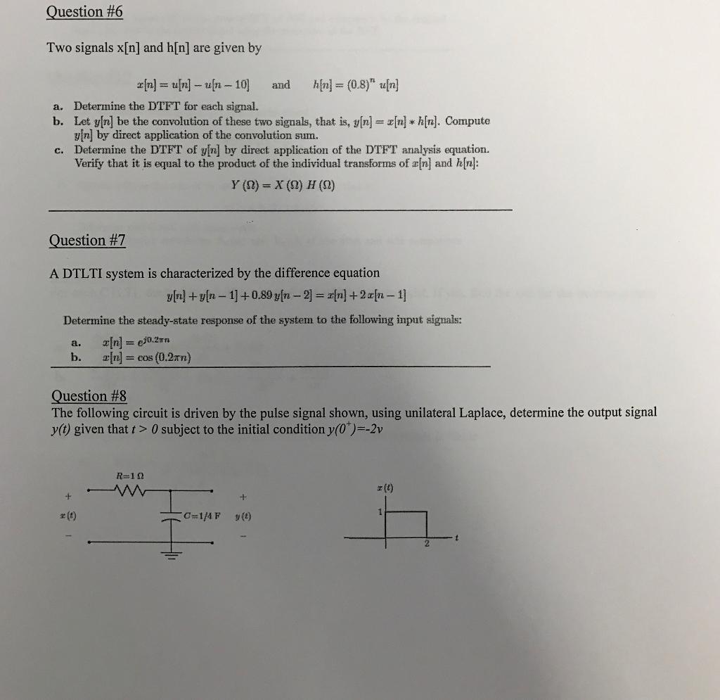 Solved Two Signals X N And H N Are Given By X N U N Chegg Com