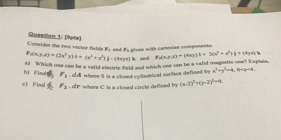 Consider The Two Vector Fields F 1 And F 2 Given With Chegg Com