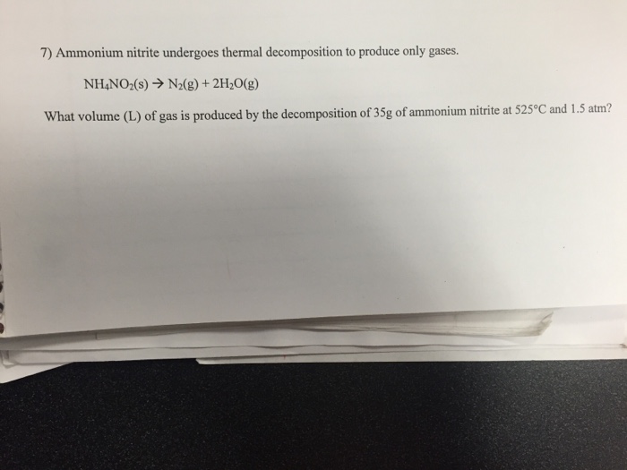 Ammonium nitrite decomposition