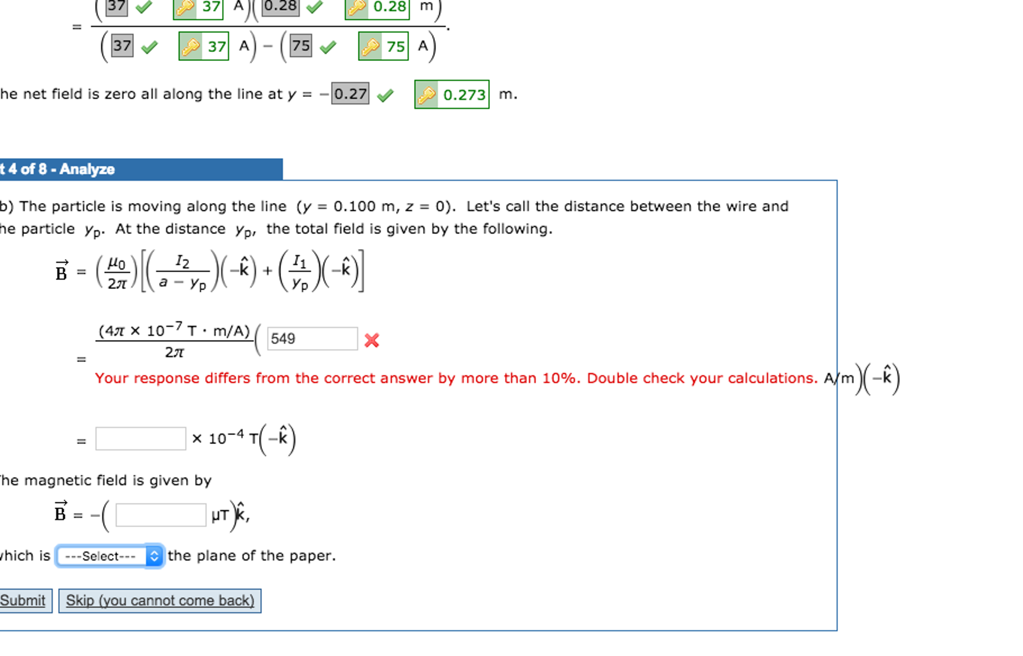 Solved Above the pair of wires, the field out of the page of | Chegg.com