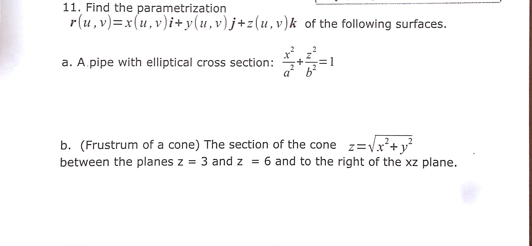 Solved Find The Parametrization R U V X U V I Y U V Chegg Com