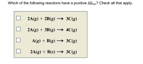 Which Of The Following Reactions Have A Positive Chegg 