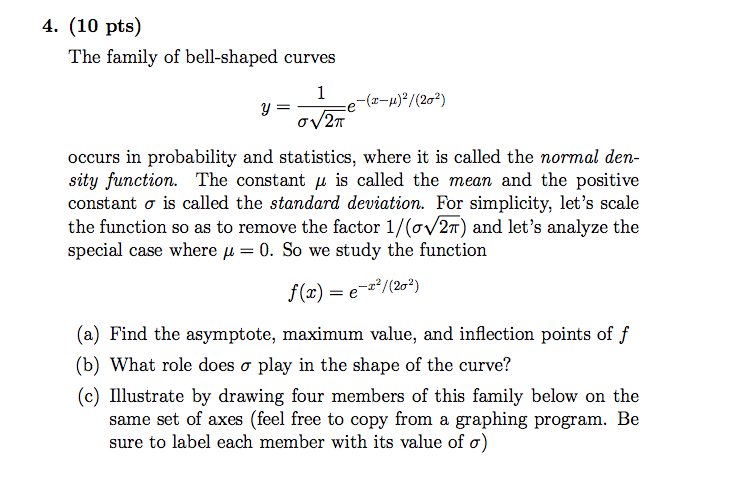 The Family Of Bell Shaped Curves Y 1 Sigma Squar Chegg Com