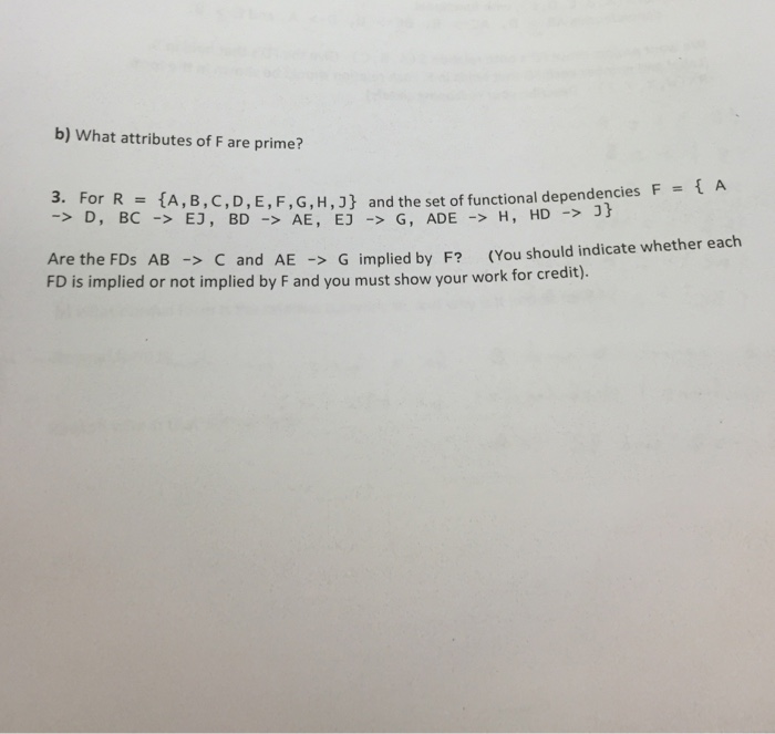 Solved What Attributes Of F Are Prime For R A B C Chegg Com