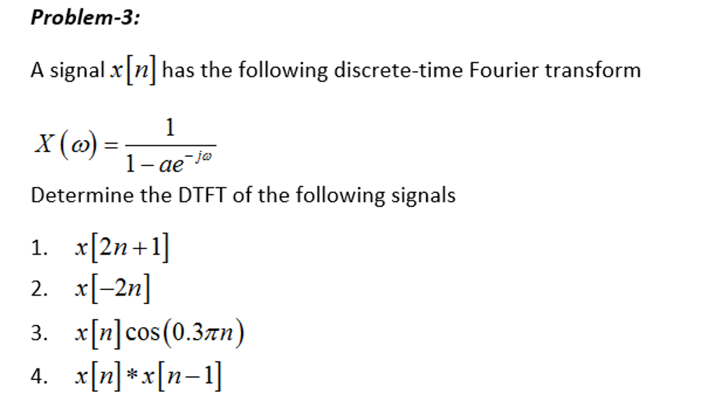 Solved A Signal X N Has The Following Discrete Time Four Chegg Com