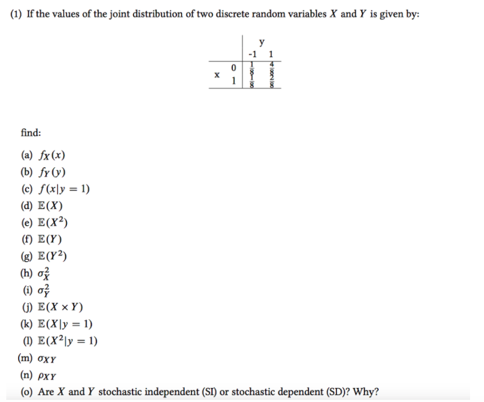 Solved If The Value Of The Joint Distribution Of Two Disc Chegg Com