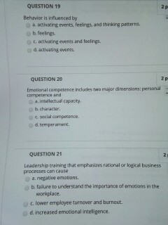 Question 19 Behavior Is Infuenced By K Activating Chegg Com