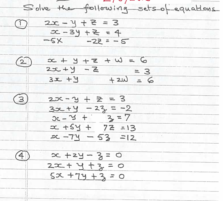 Solved Solve He Following Sets Of Equatoms 2x Y Z 3 X Chegg Com