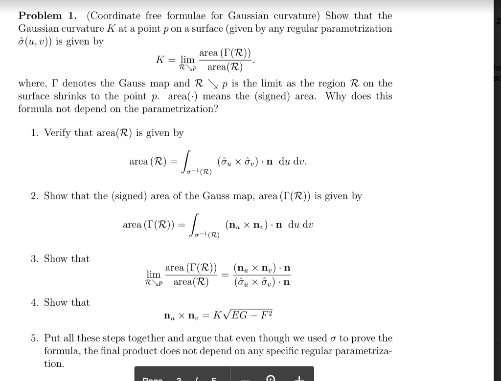 Solved Problem 1 Coordinate Free Formulae For Gaussian Chegg Com