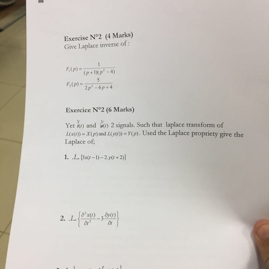 Solved Exercise No2 4 Marks Give Laplace Inverse Of F Chegg Com