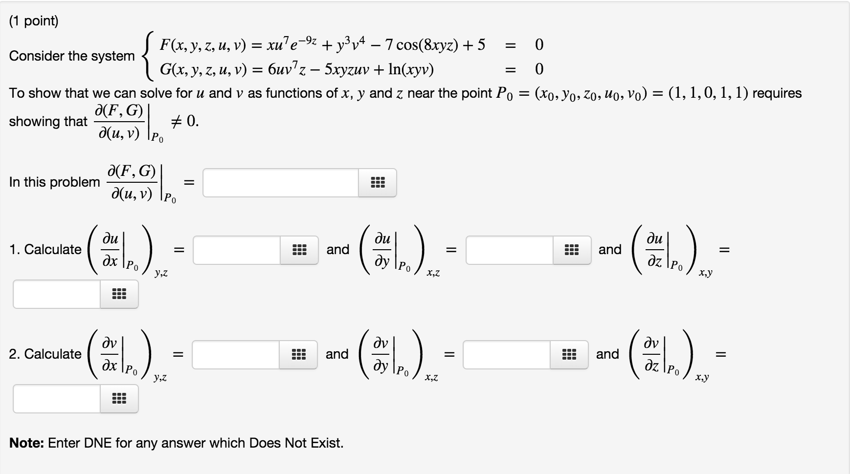 Solved Consider The System F X Y Z U V G X Y Z Chegg Com