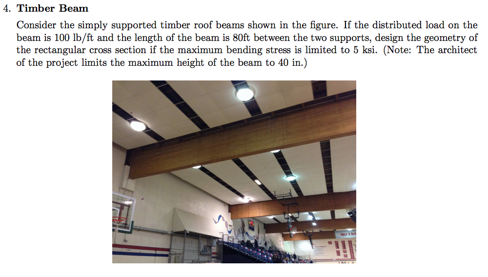 Solved Consider The Simply Supported Timber Roof Beams Sh