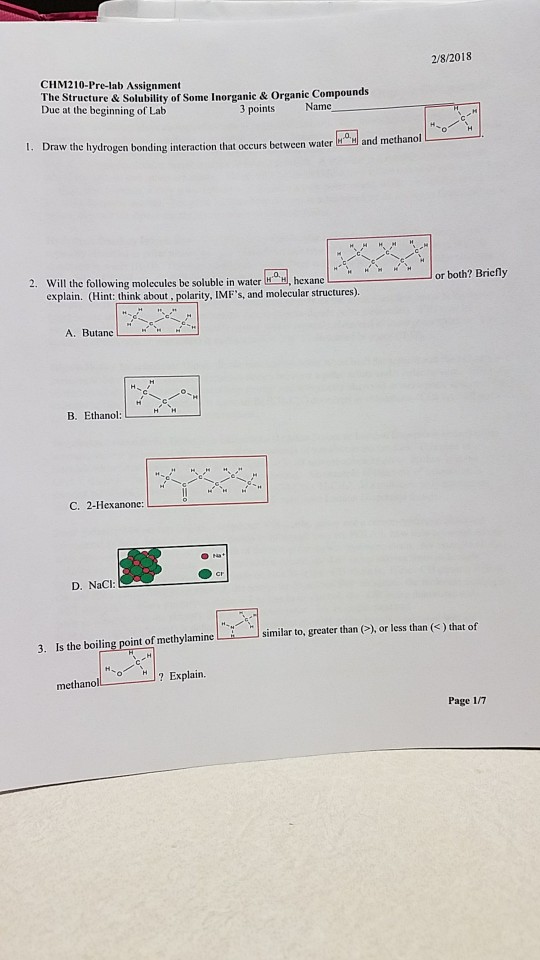 The CHM210-Pre-lab Structure ... Assignment Solubili Solved: \u0026