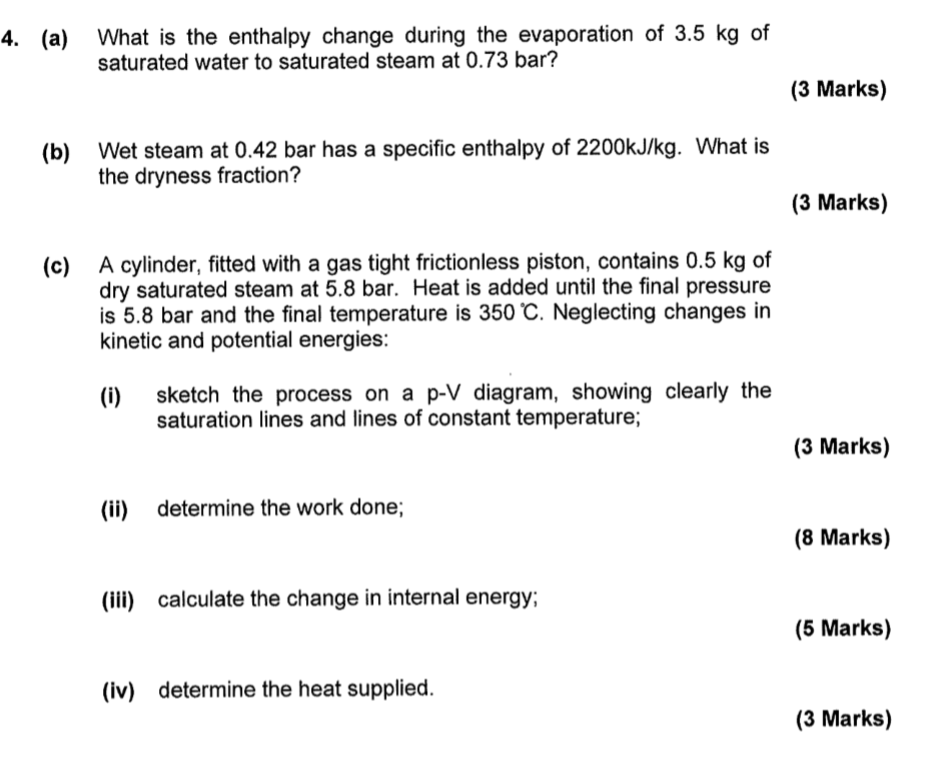 Solved 4 A What Is The Enthalpy Change During The Evap