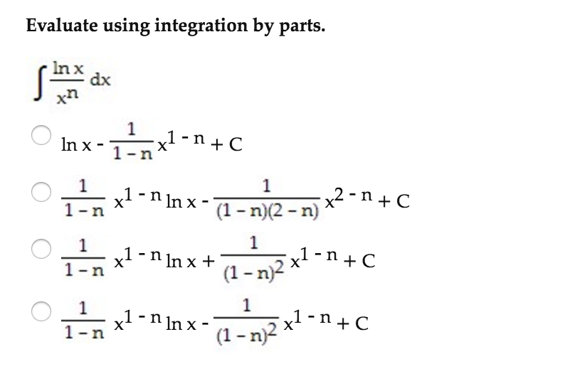 Solved Evaluate Using Integration By Parts Integral Ln X Chegg Com