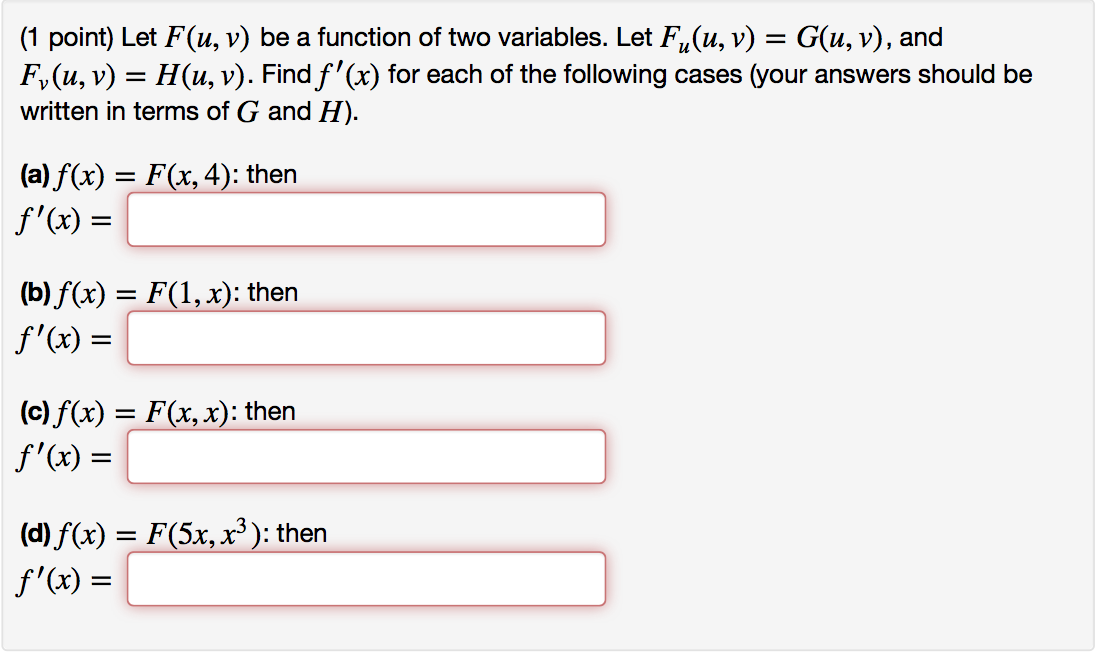 Solved Let F U V Be A Function Of Two Variables Let F Chegg Com