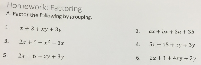 Homework Factoring Factor The Following By Chegg Com