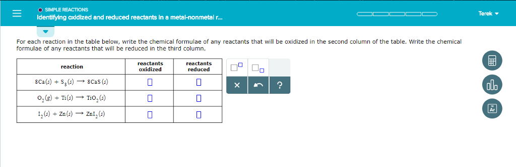 Solved O SIMPLE REACTIONS Identifying Oxidized And Reduce
