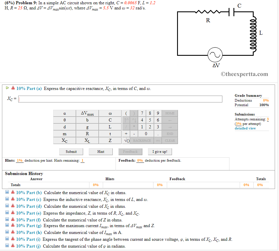 Solved 690 Problem 9 In A Simple Ac Circuit Shown On T Chegg Com