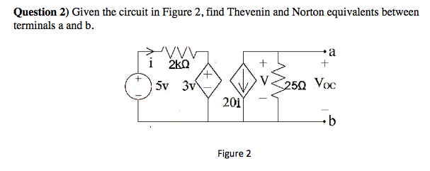Solved Given The Circuit In Figure 2 Find Thevenin And N Chegg