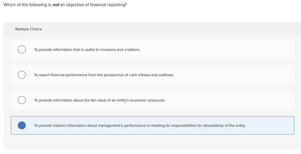 Solved Which Of The Following Is Not An Objective Of Fina Chegg Com