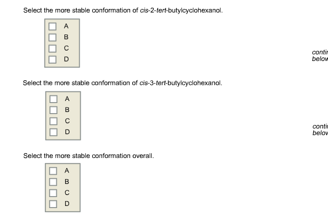 Below Are Isomers Of Tert Butylcyclohexanol In Chegg 