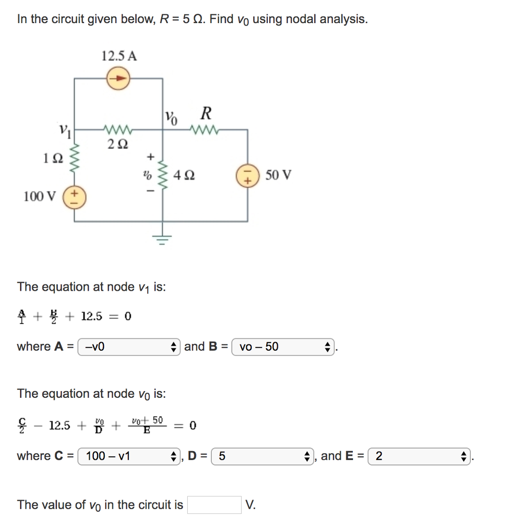 Solved In The Circuit Given Below R 5 W Find Vo Using N Chegg Com