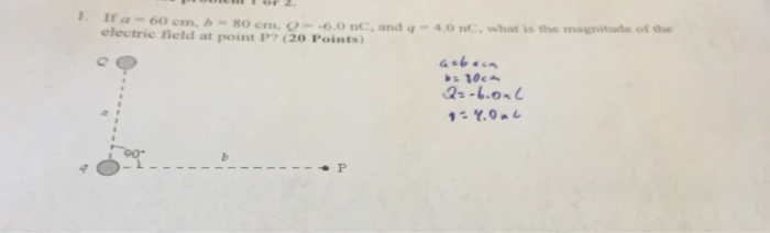 Solved If A 60 Cm B 80 Cm Q 6 0 Nc And Q 4 0 Nc Chegg Com