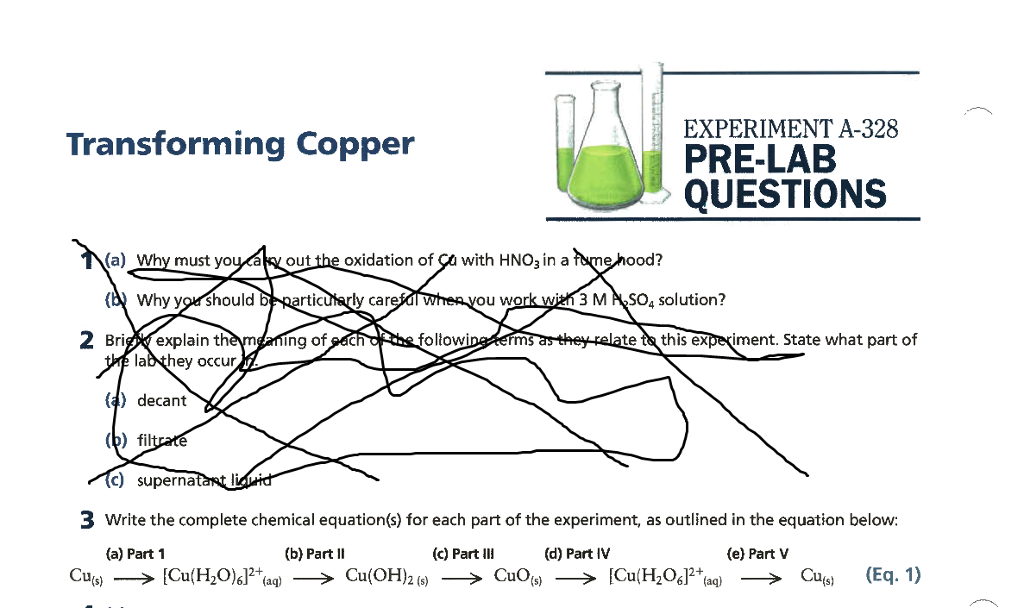 Solved Transforming Copper Experiment A 328 Pre Lab Quest Chegg Com