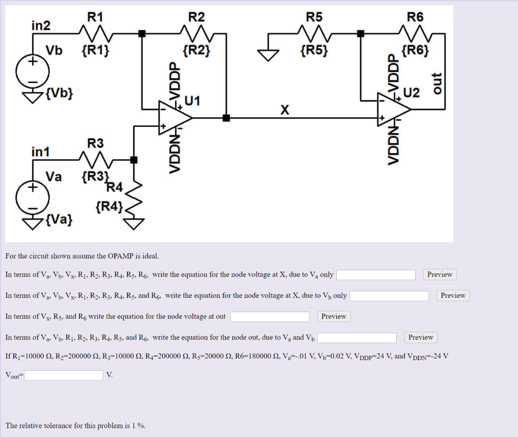 Solved R1 R2 R5 R6 In2 Vb R1 R2 R5 U2 O R3 In1 Va R Chegg Com