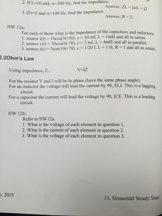 Solved If L 10 Mh W 0 Hz Find The Impedance Answer Chegg Com