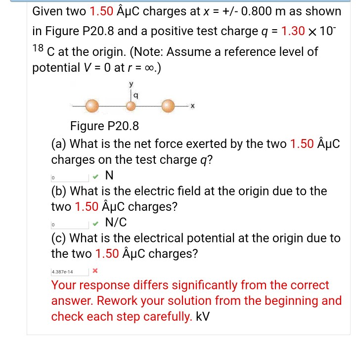 Solved Given Two 1 50 Apc Charges Atx 0 800 M As Shown Chegg Com