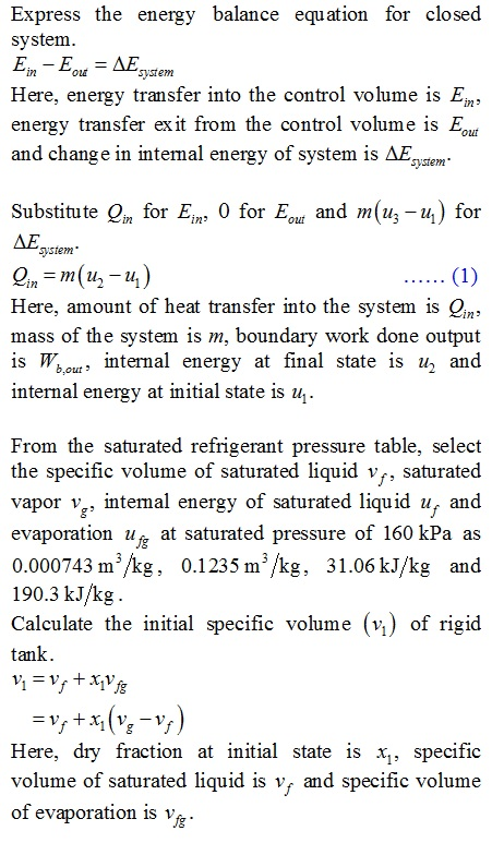 Express the energy balance equation for closed system 1n svstenM Here, energy transfer into the control volume is Es energy t