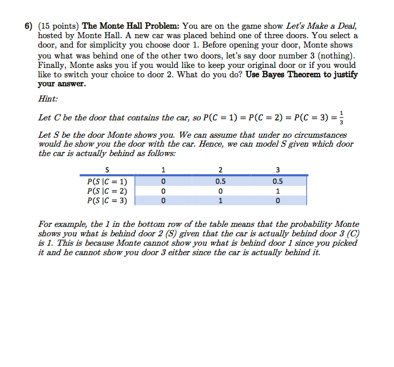 Solved 6 15 Points The Monte Hall Problem You Are On