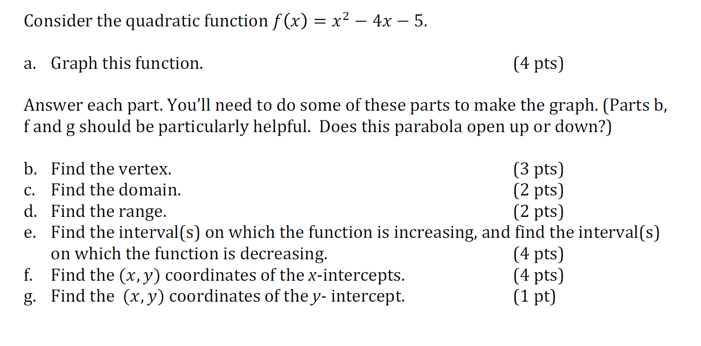 Consider The Quadratic Function F X X 2 4x 5 Chegg Com