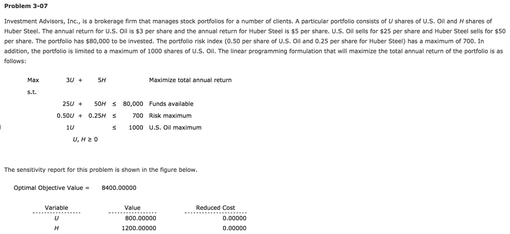 Solved Problem 3 07 Investment Advisors Inc Is A Broke Chegg Com