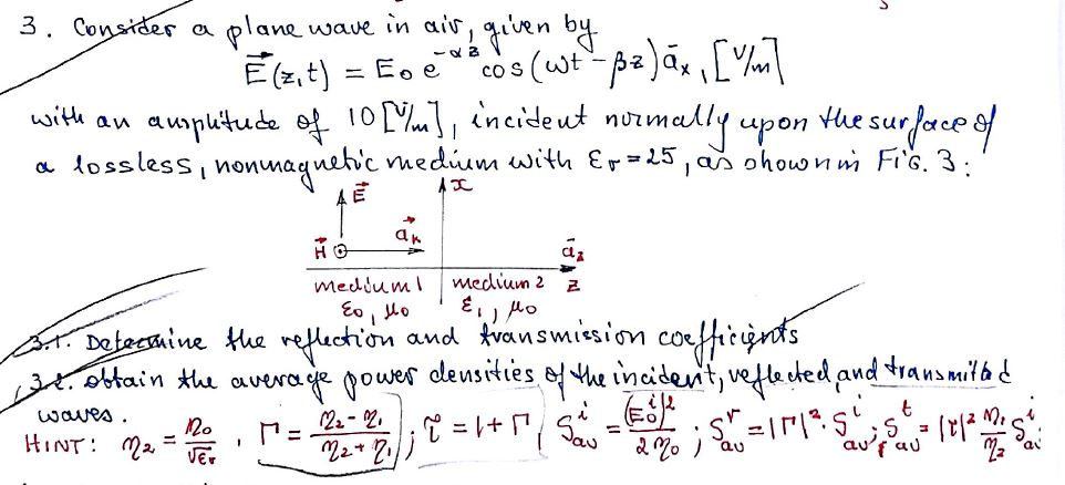 Solved Consider A Plane Wave In Air Given By E Vector Z Chegg Com