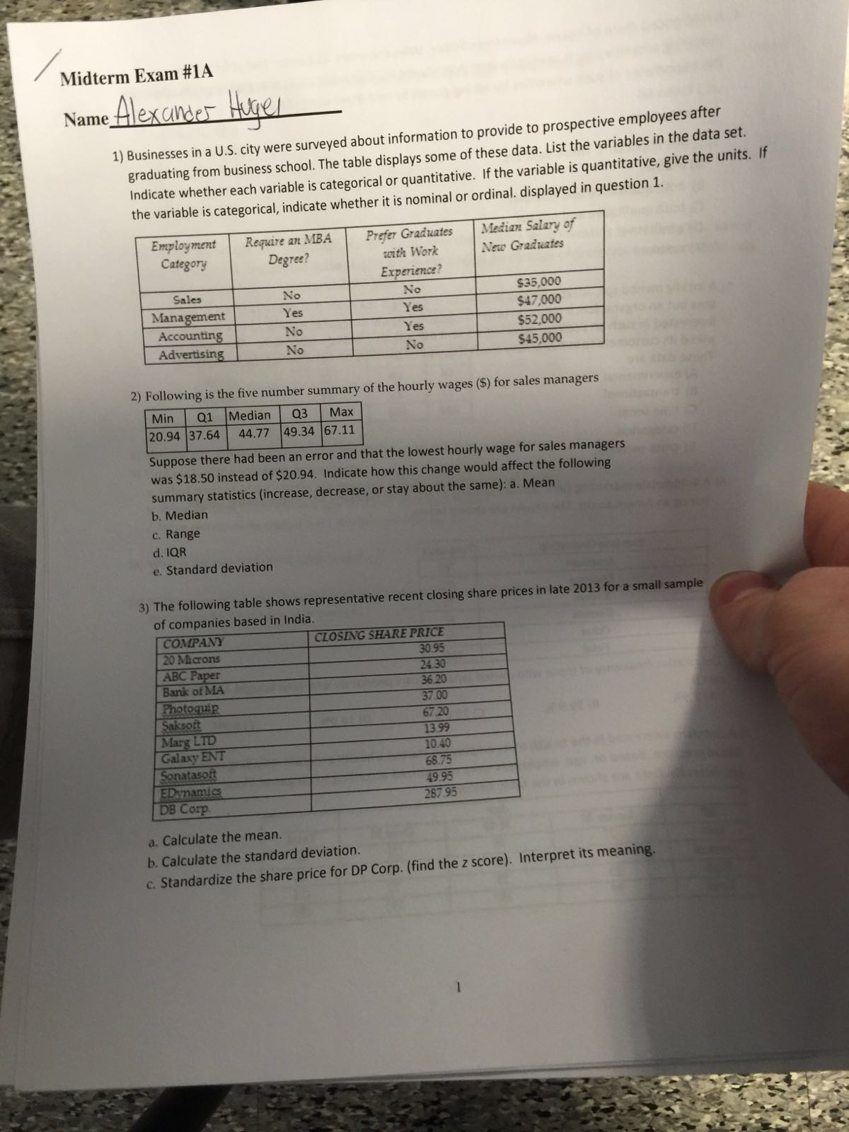 U.S. Solved: About Were City ... In Surveyed Businesses Info A