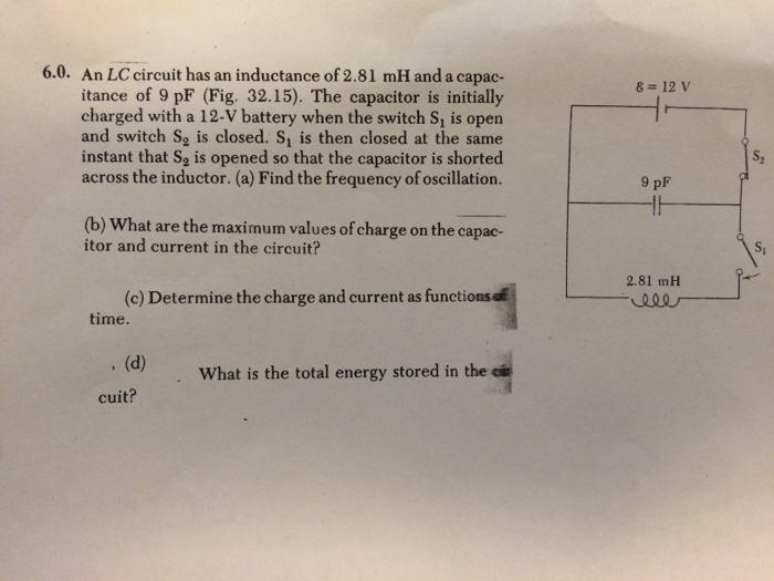 Solved 6 0 An Lc Circuit Has An Inductance Of 2 81 Mh An Chegg Com