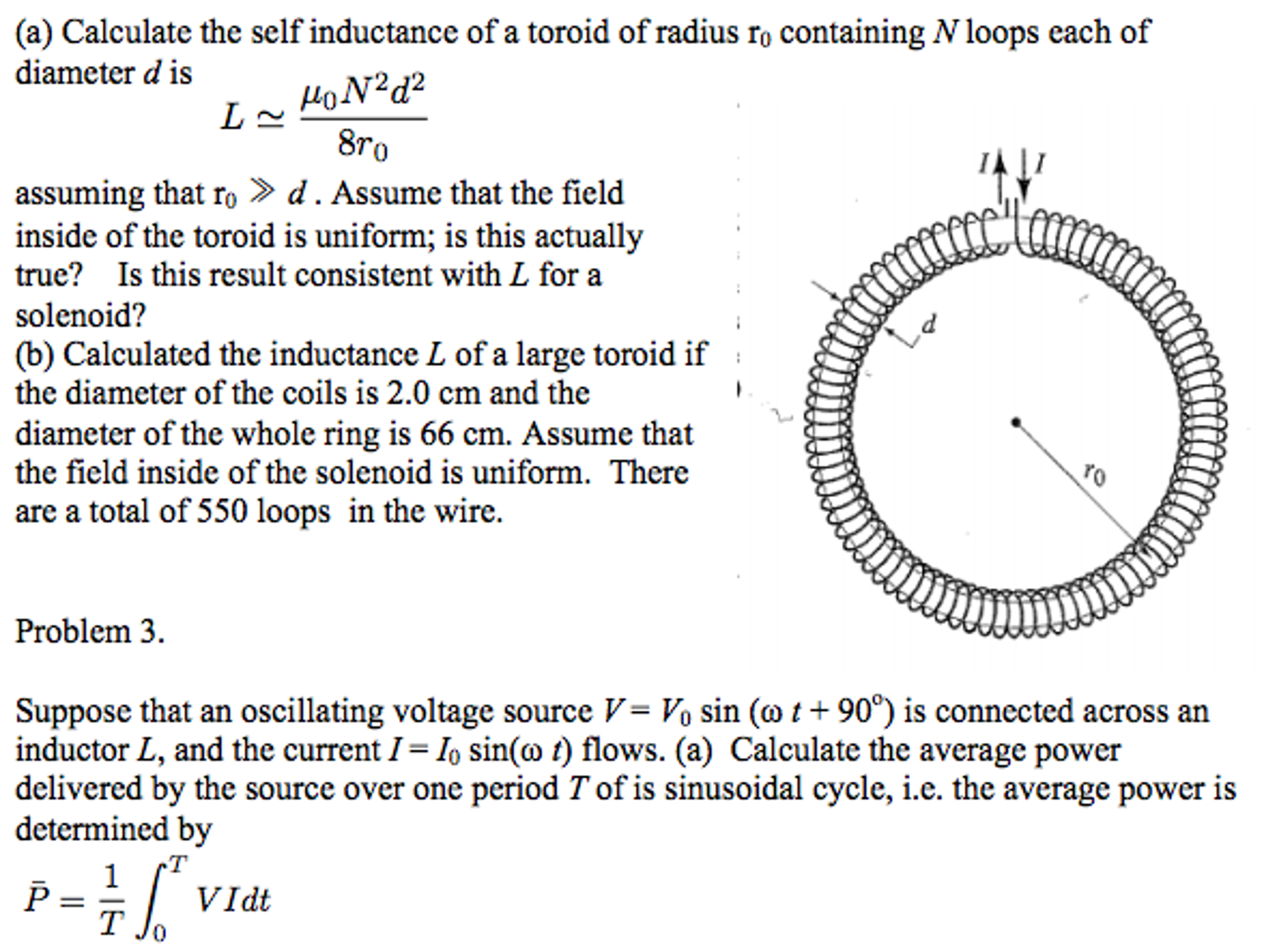 Solved Calculate The Self Inductance Of A Toroid Of Radiu Chegg Com