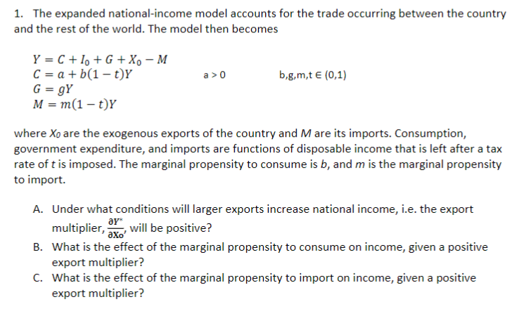 Solved 1 The Expanded National Income Model Accounts For Chegg Com