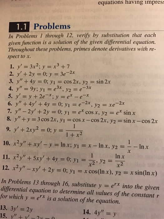 Solved In Problems I Through 12 Verify By Substitution T Chegg Com