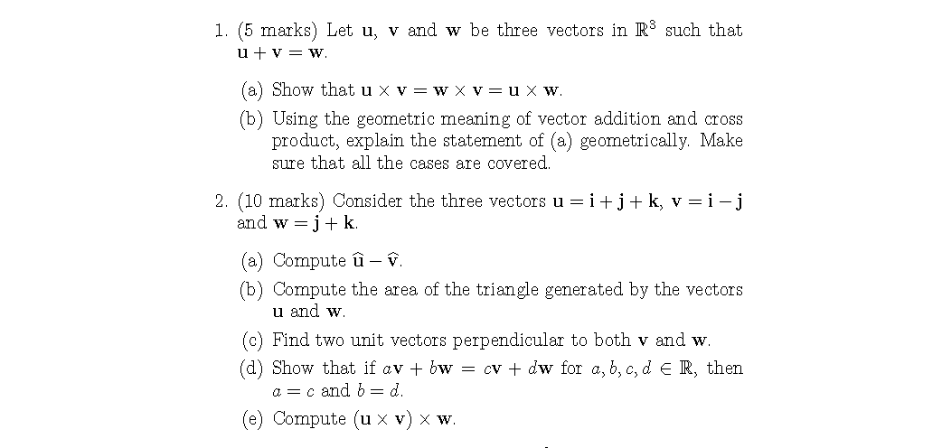 Solved Let U V And W Be Three Vectors In M3 Such That U V Chegg Com