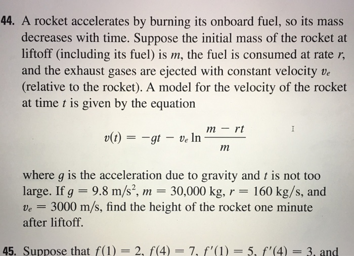 A Rocket Accelerates By Burning Its Onboard Fuel So Chegg Com