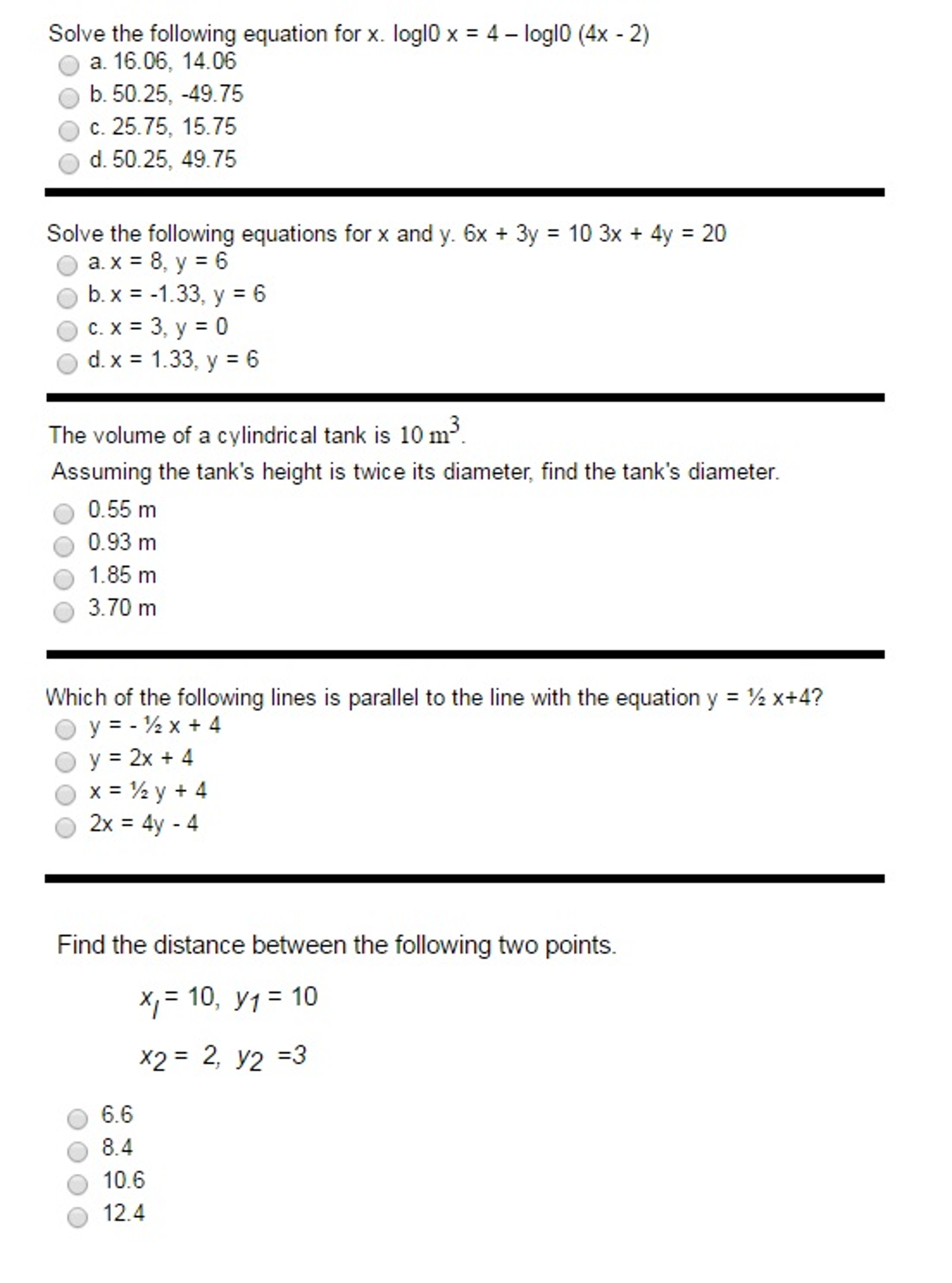 Solve The Following Equation For X Log10 X 4 Chegg 