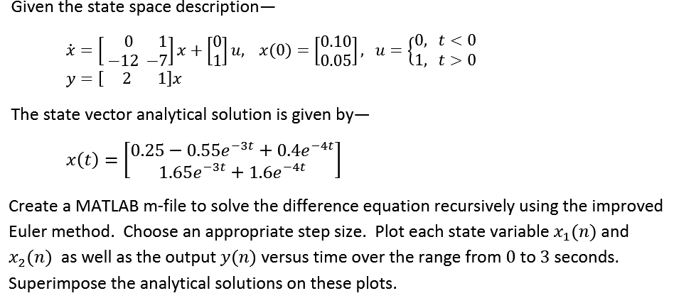 Given The State Space Description X 0 1 12 7