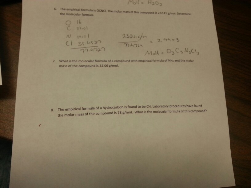 Solved The Empirical The Molar Mass Of This Compound Is 2