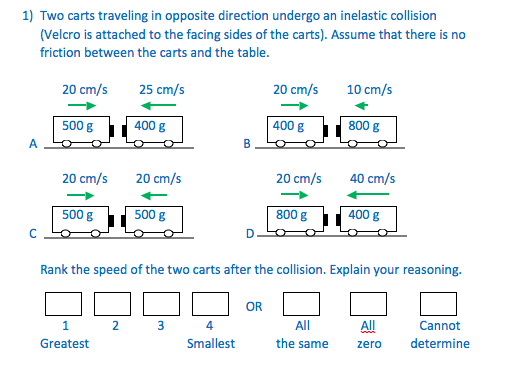 1 Two Carts Traveling In Opposite Direction Undergo Chegg 