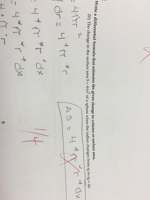 Write a differential formula that estimates the change in the volume picture