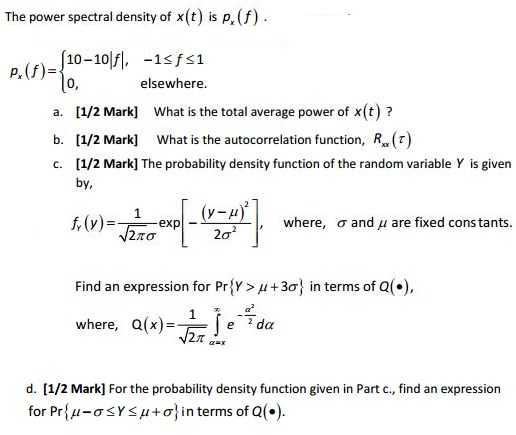 Solved The Power Spectral Density Of X T Is Px F What Chegg Com